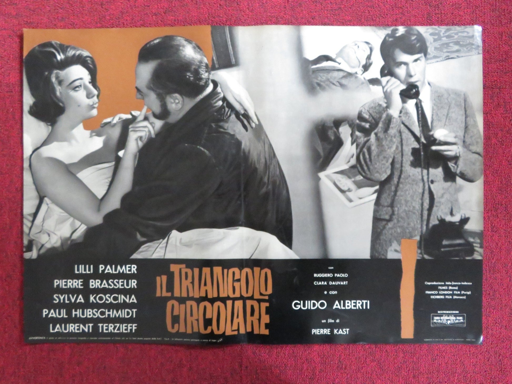 THE CIRCULAR TRIANGLE - C ITALIAN FOTOBUSTA POSTER LILLI PALMER P. BRASSEUR 1964 Rendezvous Cinema Movie posters