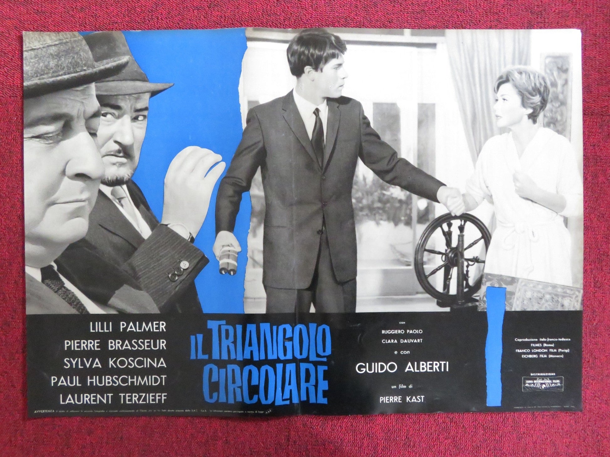 THE CIRCULAR TRIANGLE - D ITALIAN FOTOBUSTA POSTER LILLI PALMER P. BRASSEUR 1964 Rendezvous Cinema Movie posters