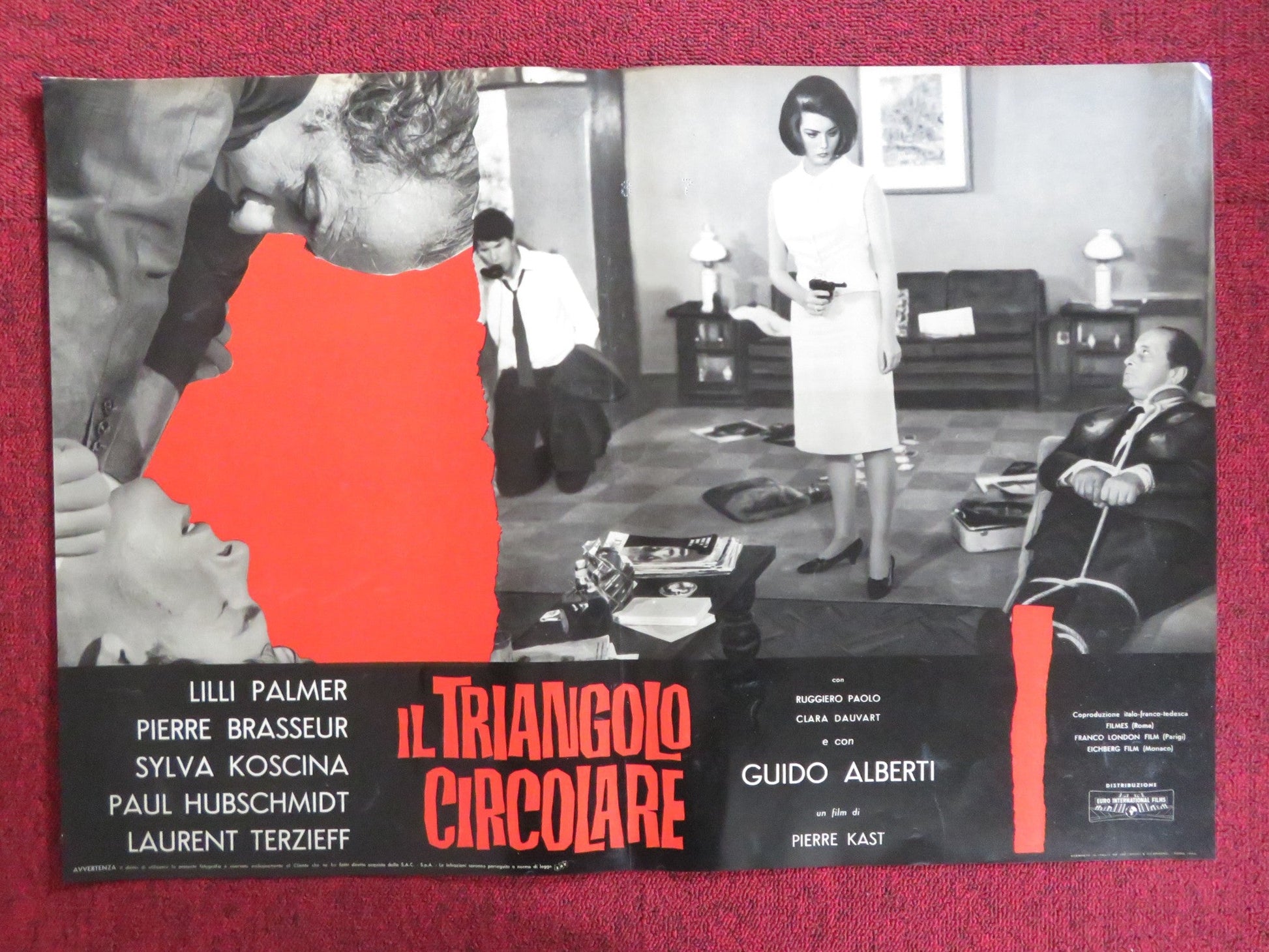 THE CIRCULAR TRIANGLE - F ITALIAN FOTOBUSTA POSTER LILLI PALMER P. BRASSEUR 1964 Rendezvous Cinema Movie posters