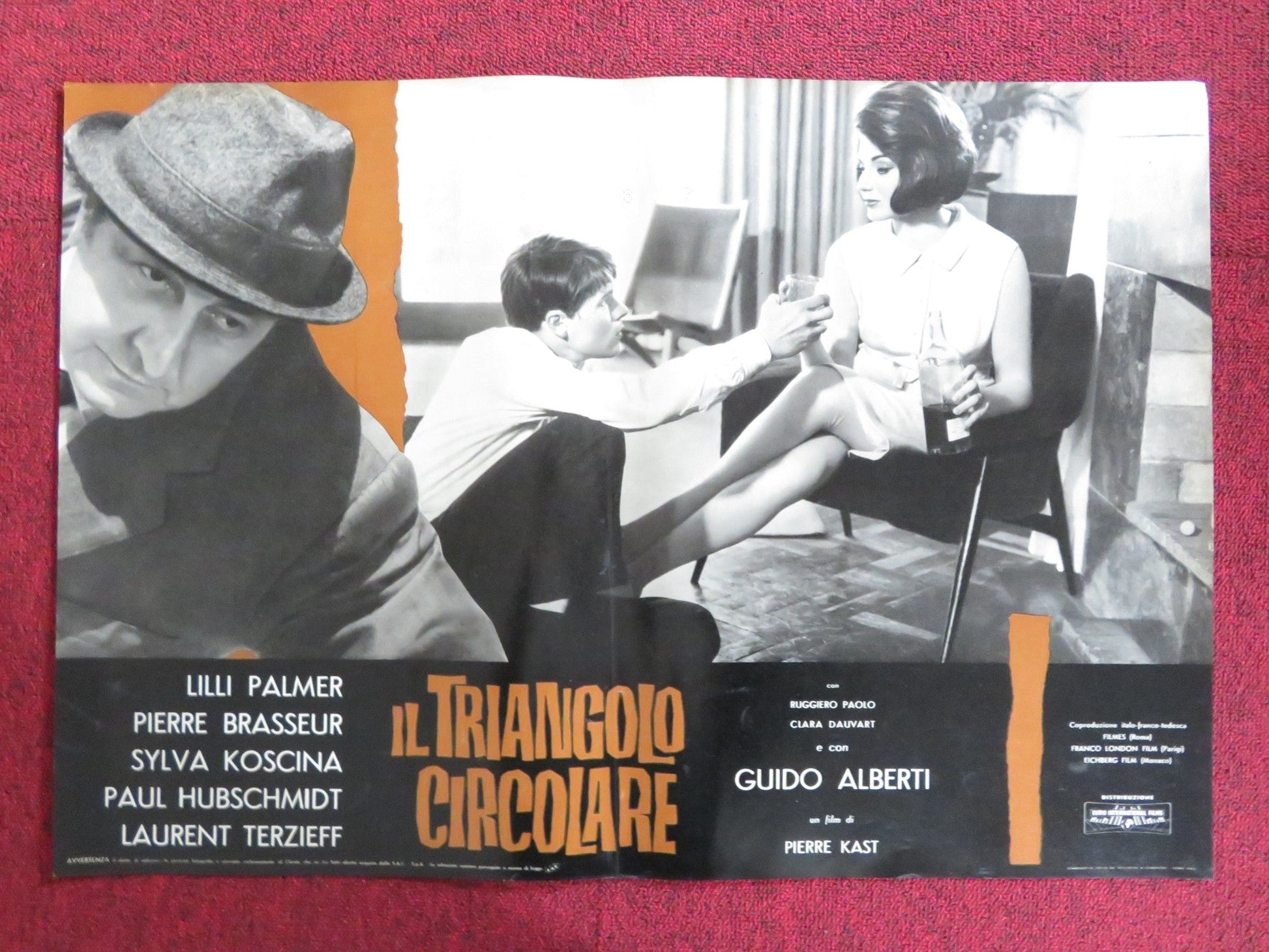THE CIRCULAR TRIANGLE - G ITALIAN FOTOBUSTA POSTER LILLI PALMER P. BRASSEUR 1964 Rendezvous Cinema Movie posters