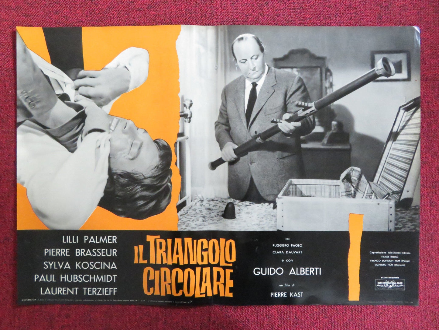 THE CIRCULAR TRIANGLE - H ITALIAN FOTOBUSTA POSTER LILLI PALMER P. BRASSEUR 1964 Rendezvous Cinema Movie posters