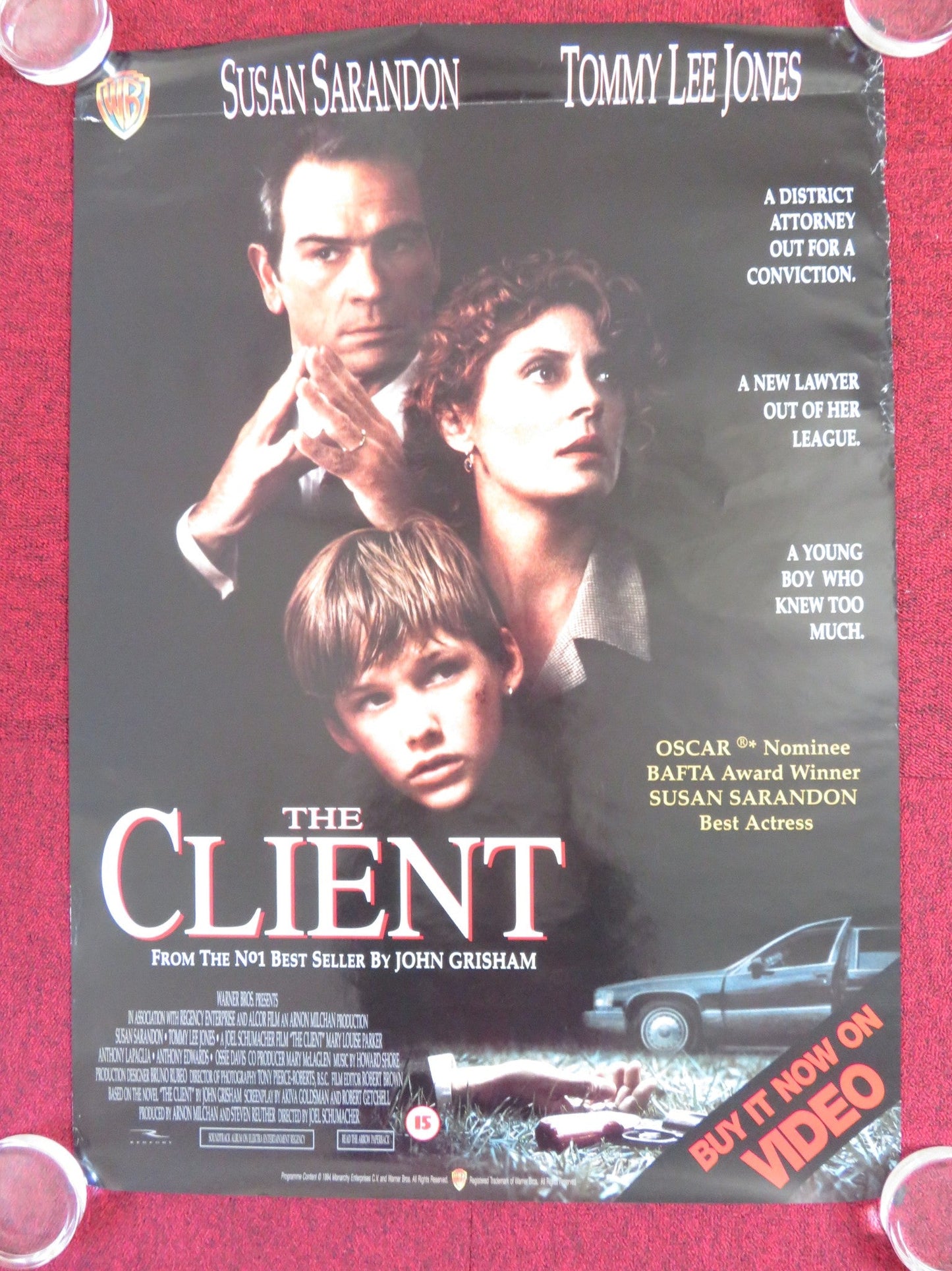 THE CLIENT VHS VIDEO POSTER ROLLED TOMMY LEE JONES SUSAN SARANDON 1994 Rendezvous Cinema Movie posters