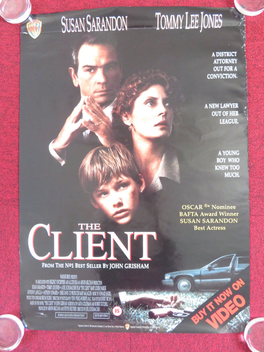 THE CLIENT VHS VIDEO POSTER ROLLED TOMMY LEE JONES SUSAN SARANDON 1994 Rendezvous Cinema Movie posters