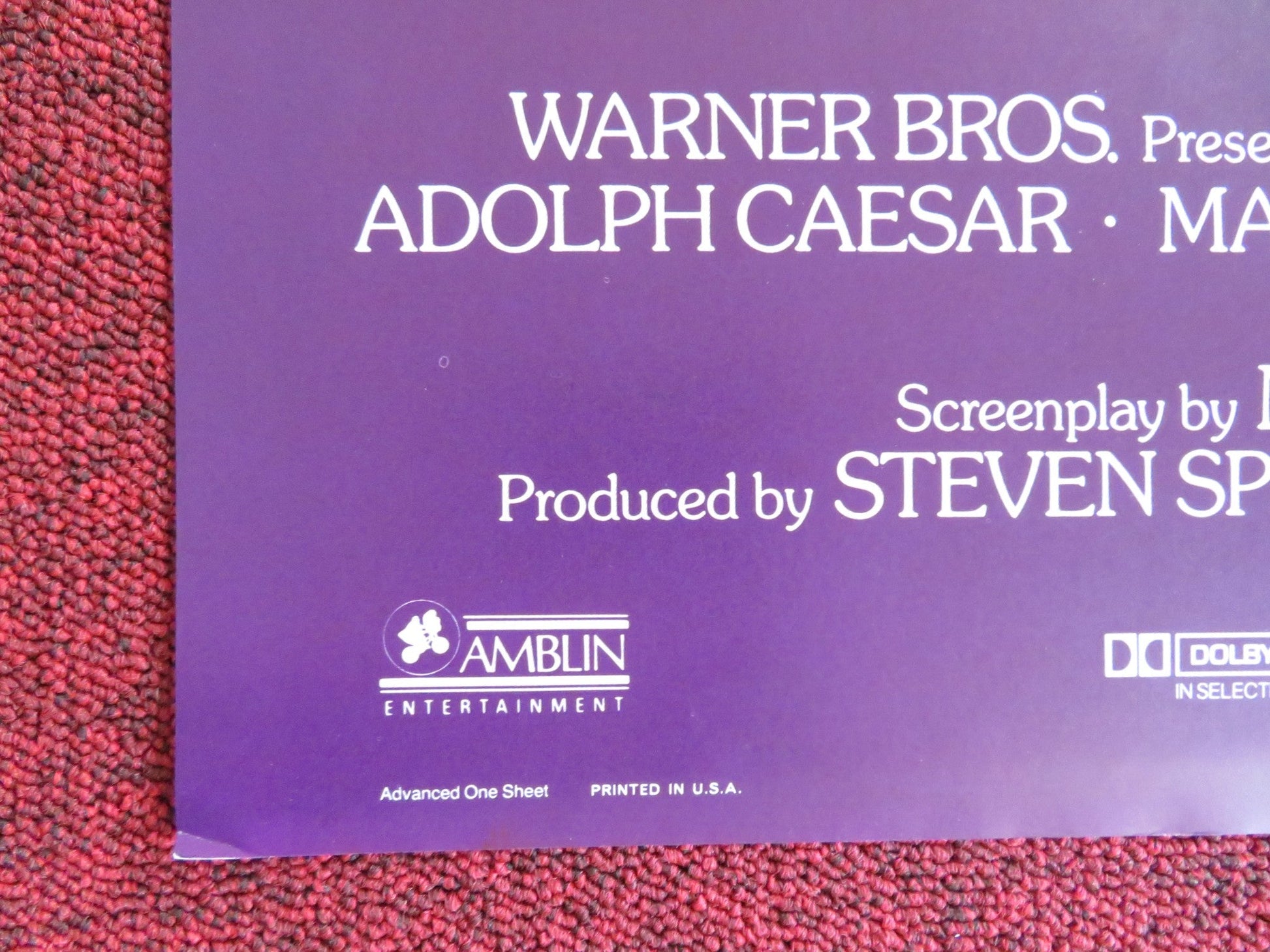 THE COLOR PURPLE FOLDED US ONE SHEET POSTER SPIELBERG WHOOPI GOLDBERG 1985 Rendezvous Cinema Movie posters