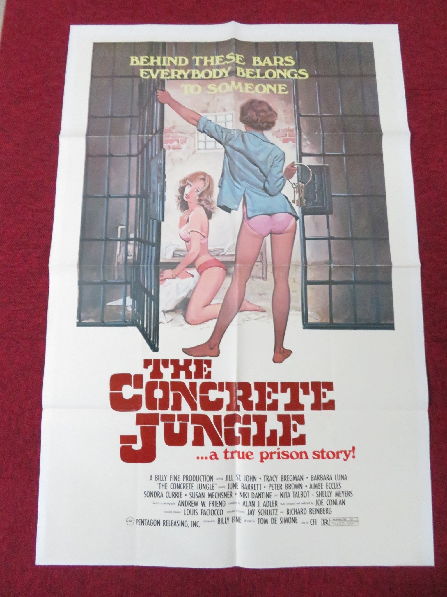 THE CONCRETE JUNGLE FOLDED US ONE SHEET POSTER JILL ST. JOHN T. E. BREGMAN 1982 Rendezvous Cinema Movie posters