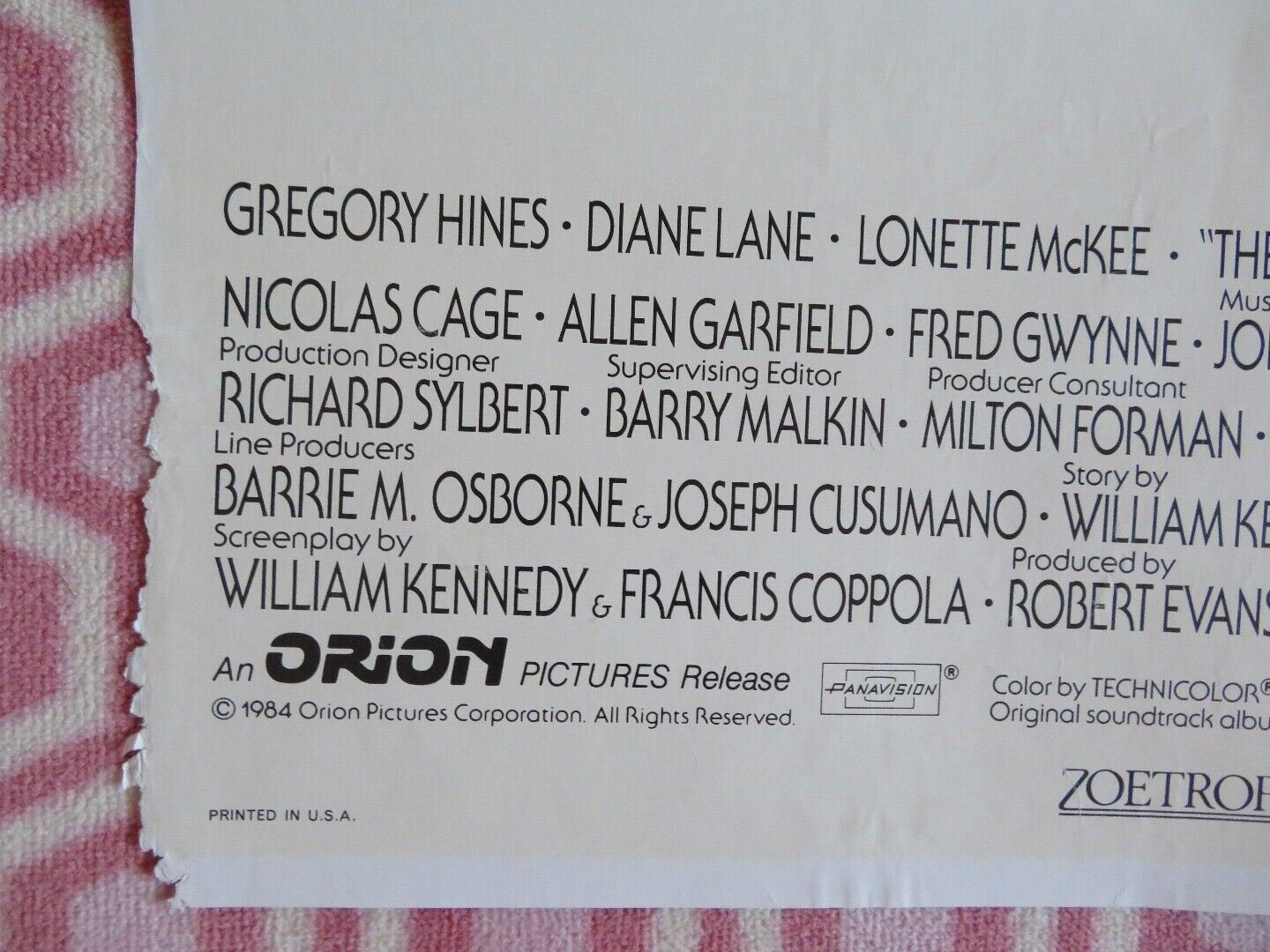 THE COTTON CLUB FOLDED US ONE SHEET POSTER RICHARD GERE DIANE LANE 1984 Movie posters