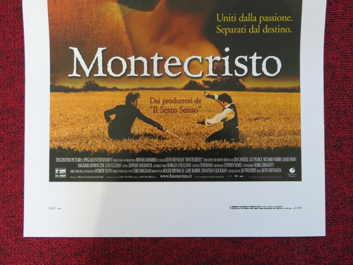 THE COUNT OF MONTE CRISTO ITALIAN LOCANDINA POSTER JIM CAVIEZEL GUY PEARCE 2002 Rendezvous Cinema Movie posters