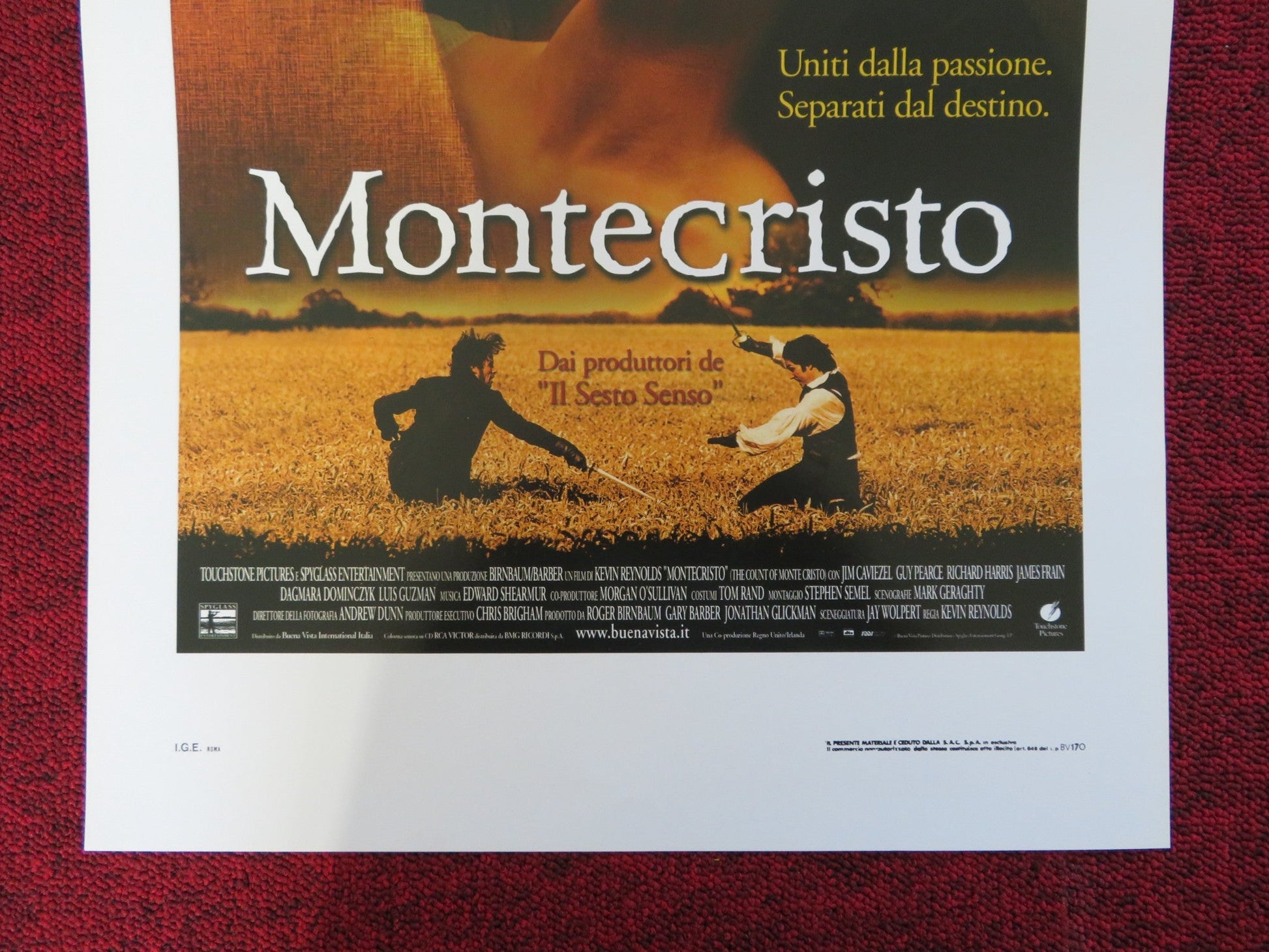 THE COUNT OF MONTE CRISTO ITALIAN LOCANDINA POSTER JIM CAVIEZEL GUY PEARCE 2002 Rendezvous Cinema Movie posters