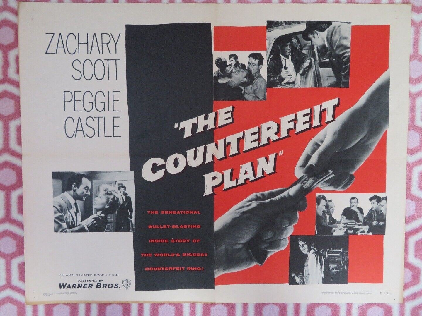 THE COUNTERFEIT PLAN US HALF SHEET (22"x 28") POSTER ZACHARY SCOTT 1957 Movie posters