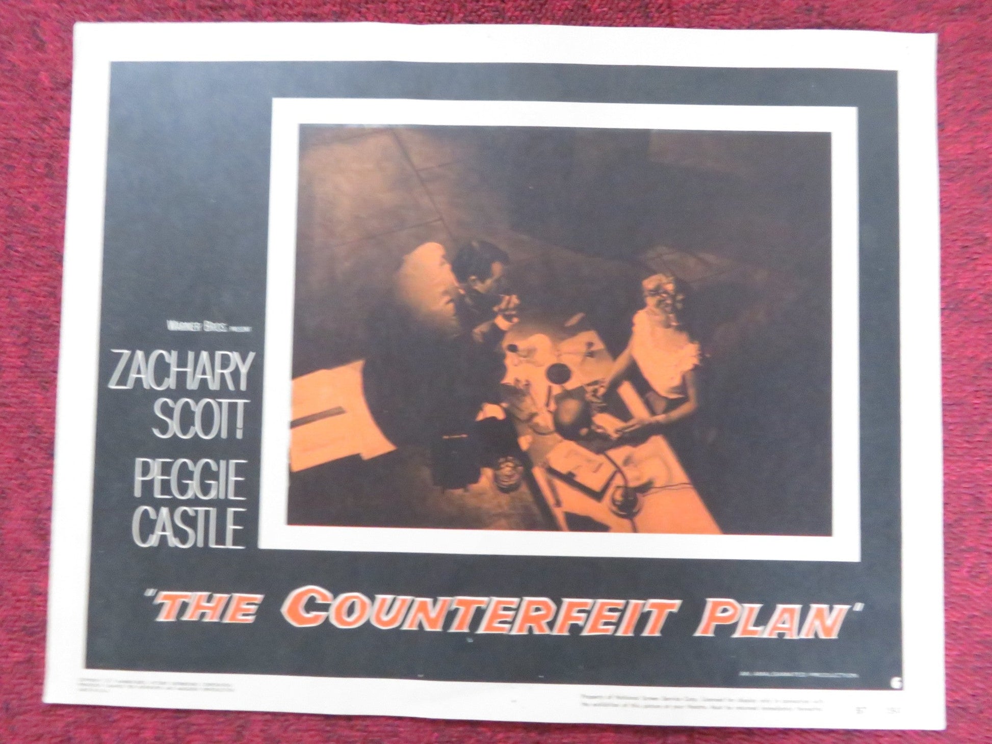 THE COUNTERFEIT PLAN US LOBBY CARD FULL SET ZACAHRY SCOTT PEGGIE CASTLE 1957 Rendezvous Cinema Movie posters