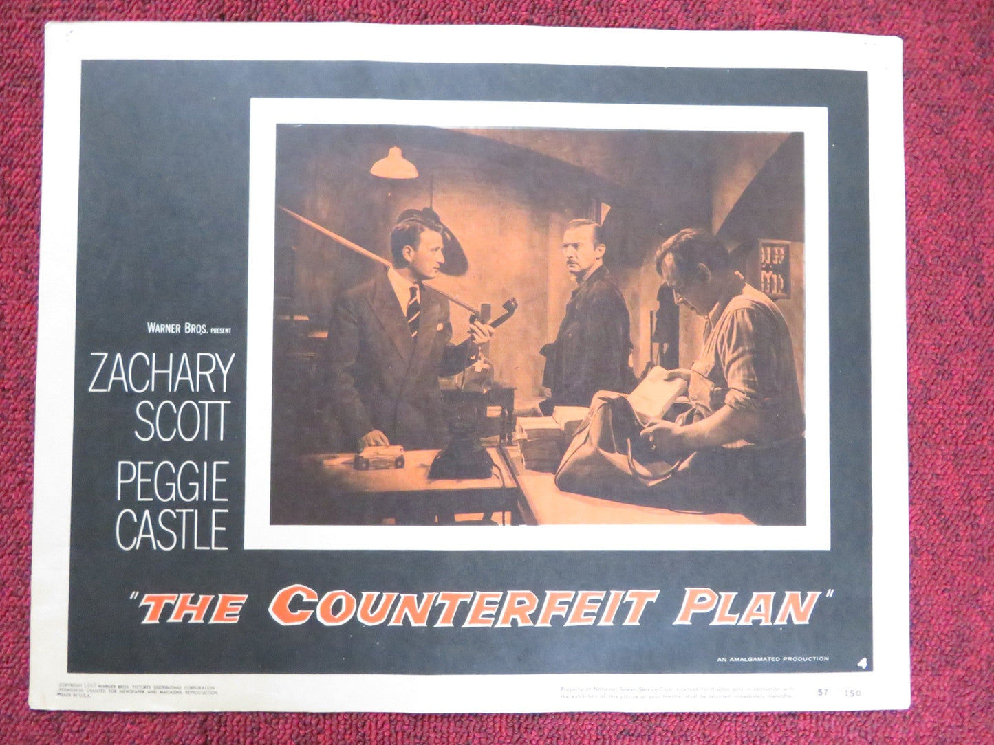 THE COUNTERFEIT PLAN US LOBBY CARD FULL SET ZACAHRY SCOTT PEGGIE CASTLE 1957 Rendezvous Cinema Movie posters