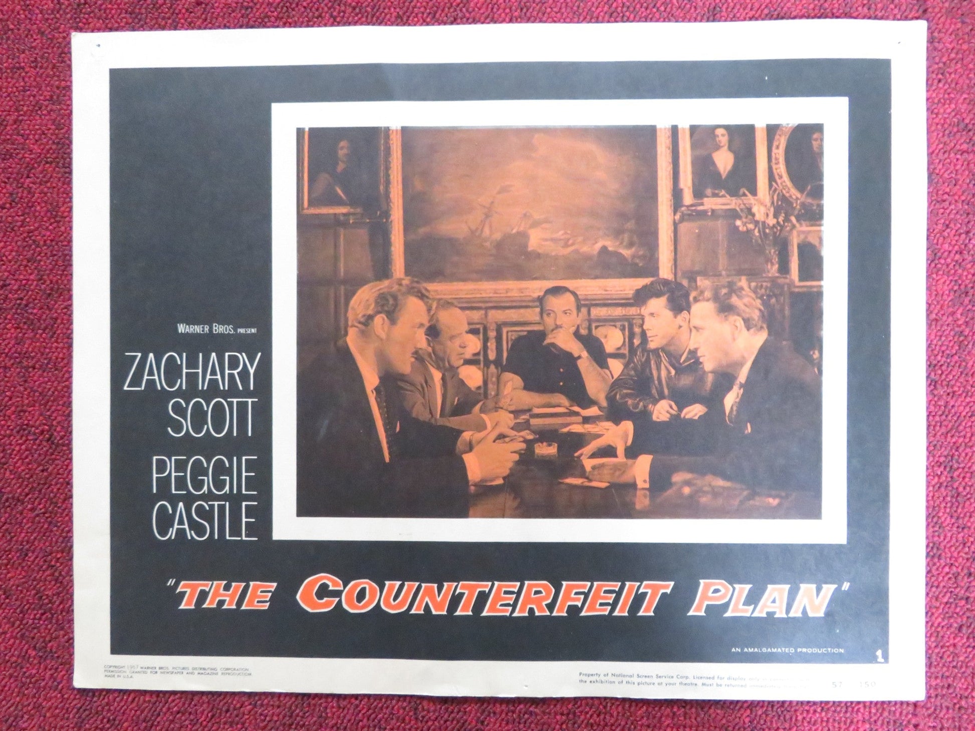 THE COUNTERFEIT PLAN US LOBBY CARD FULL SET ZACAHRY SCOTT PEGGIE CASTLE 1957 Rendezvous Cinema Movie posters