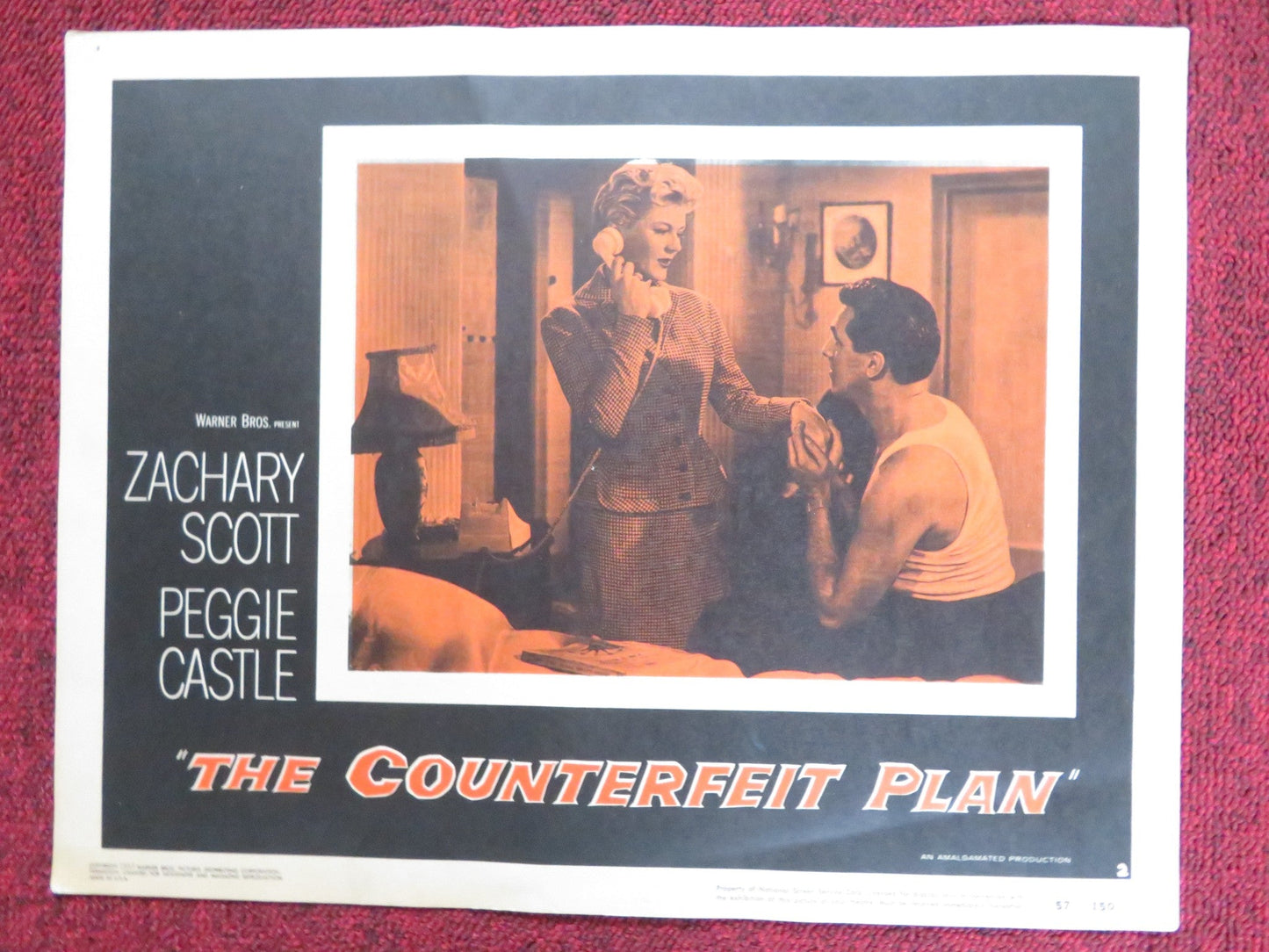 THE COUNTERFEIT PLAN US LOBBY CARD FULL SET ZACAHRY SCOTT PEGGIE CASTLE 1957 Rendezvous Cinema Movie posters