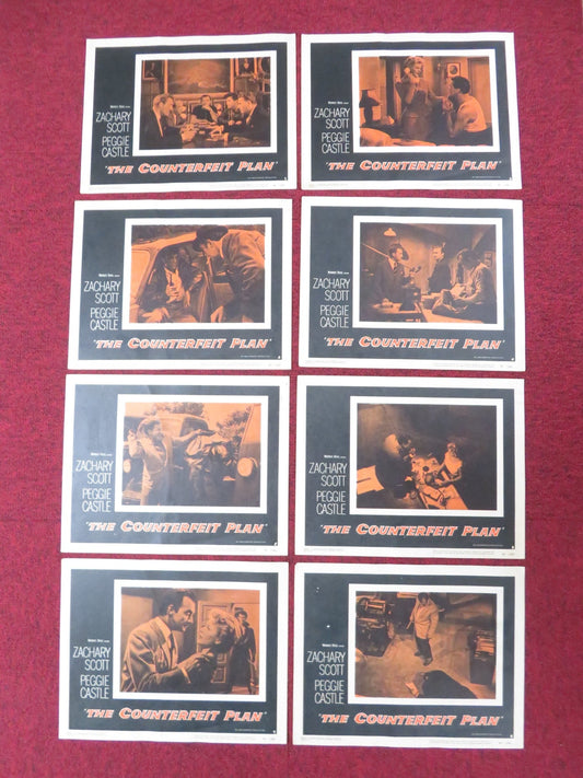 THE COUNTERFEIT PLAN US LOBBY CARD FULL SET ZACAHRY SCOTT PEGGIE CASTLE 1957 Rendezvous Cinema Movie posters