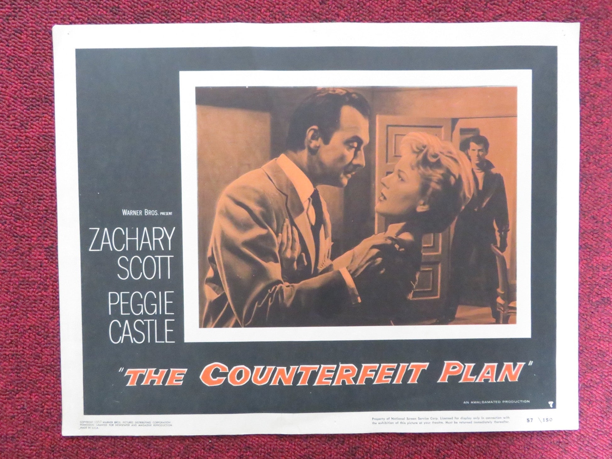 THE COUNTERFEIT PLAN US LOBBY CARD FULL SET ZACAHRY SCOTT PEGGIE CASTLE 1957 Rendezvous Cinema Movie posters
