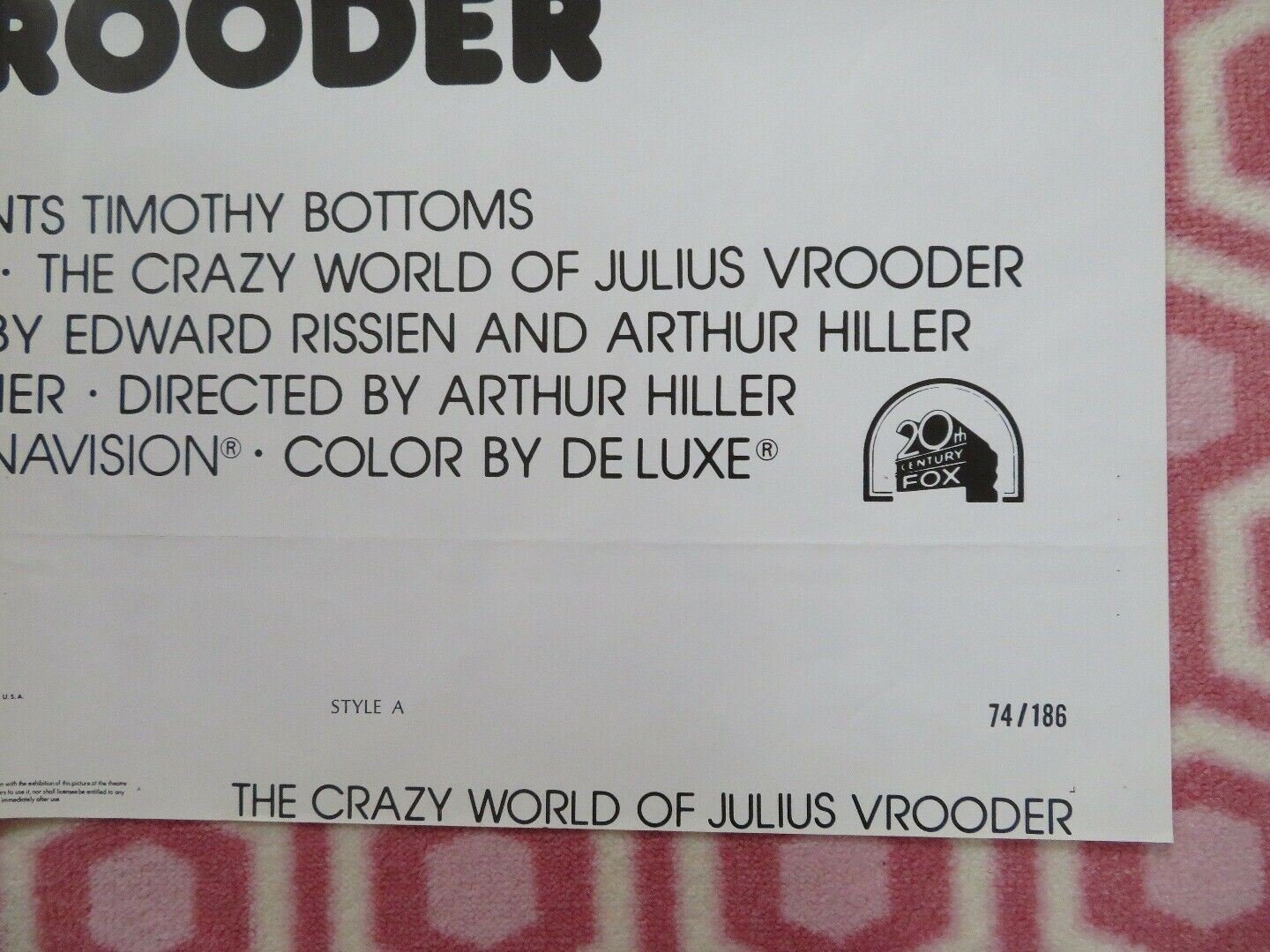 THE CRAZY WORLD OF JULIUS VROODER US ONE SHEET POSTER STYLE A PLAYBOY 1974 Movie posters