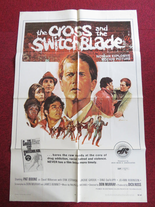 THE CROSS AND THE SWITCHBLADE FOLDED US ONE SHEET POSTER PAT BOONE E.ESTRADA '70 Rendezvous Cinema Movie posters