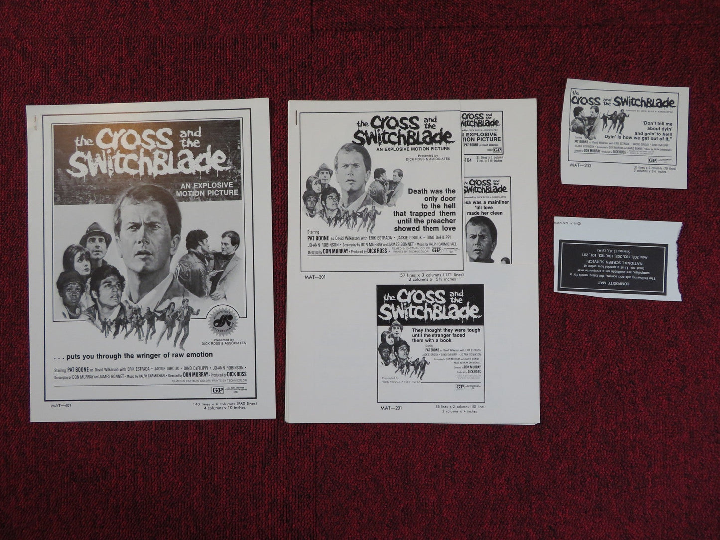 THE CROSS AND THE SWITCHBLADE PRESSKIT PAT BOONE ERIK ESTRADA 1970 - cut Rendezvous Cinema Movie posters