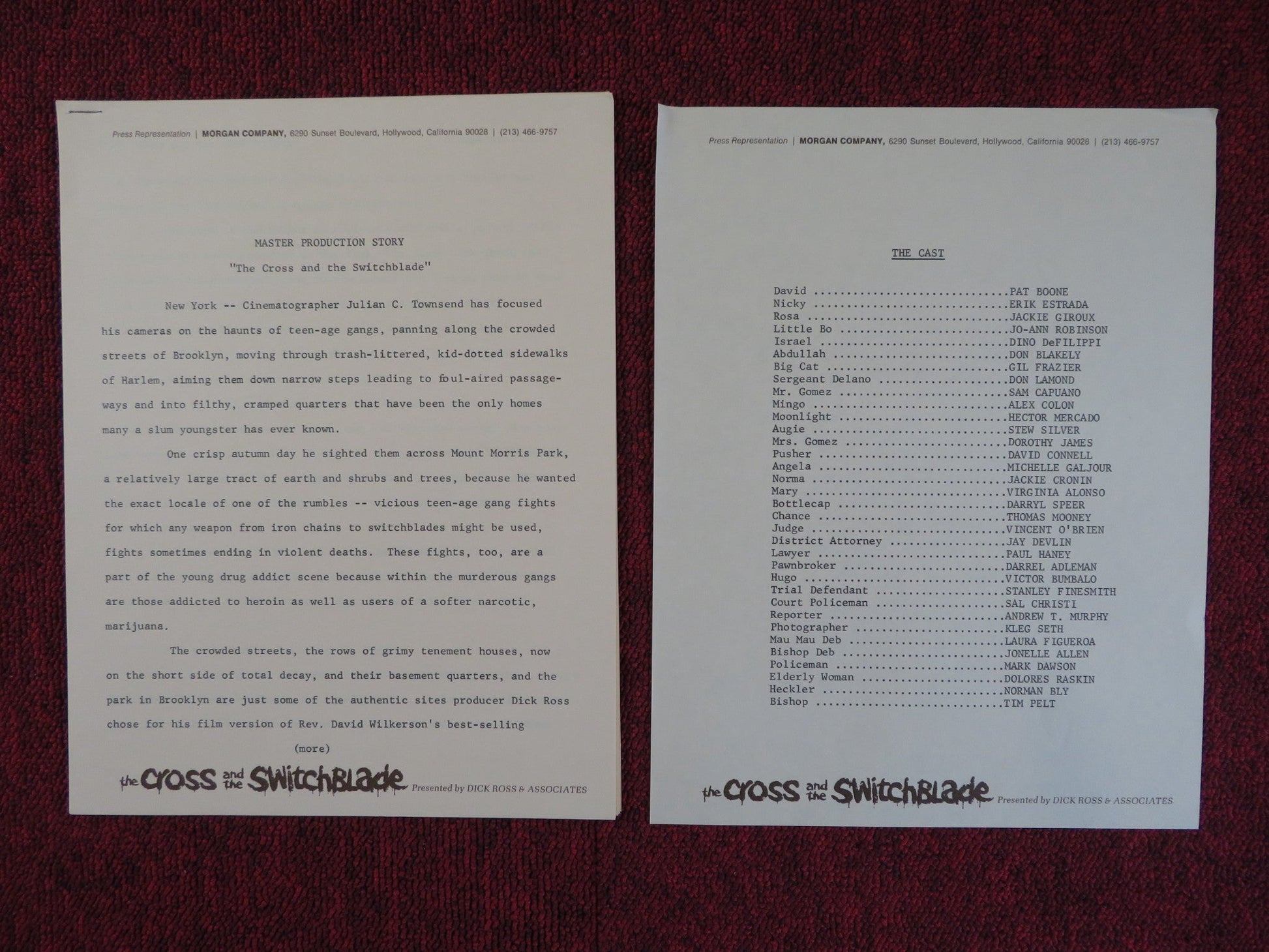 THE CROSS AND THE SWITCHBLADE PRESSKIT PAT BOONE ERIK ESTRADA 1970 - cut Rendezvous Cinema Movie posters