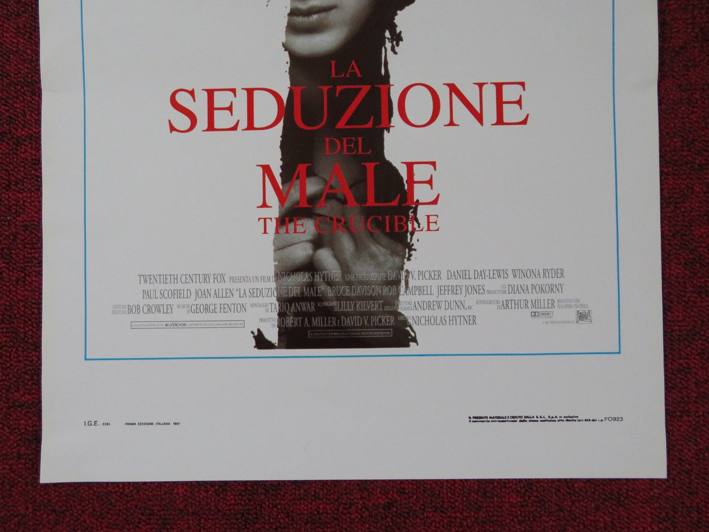 THE CRUCIBLE ITALIAN LOCANDINA POSTER DANIEL DAY - LEWIS WINONA RYDER 1997 Rendezvous Cinema Movie posters