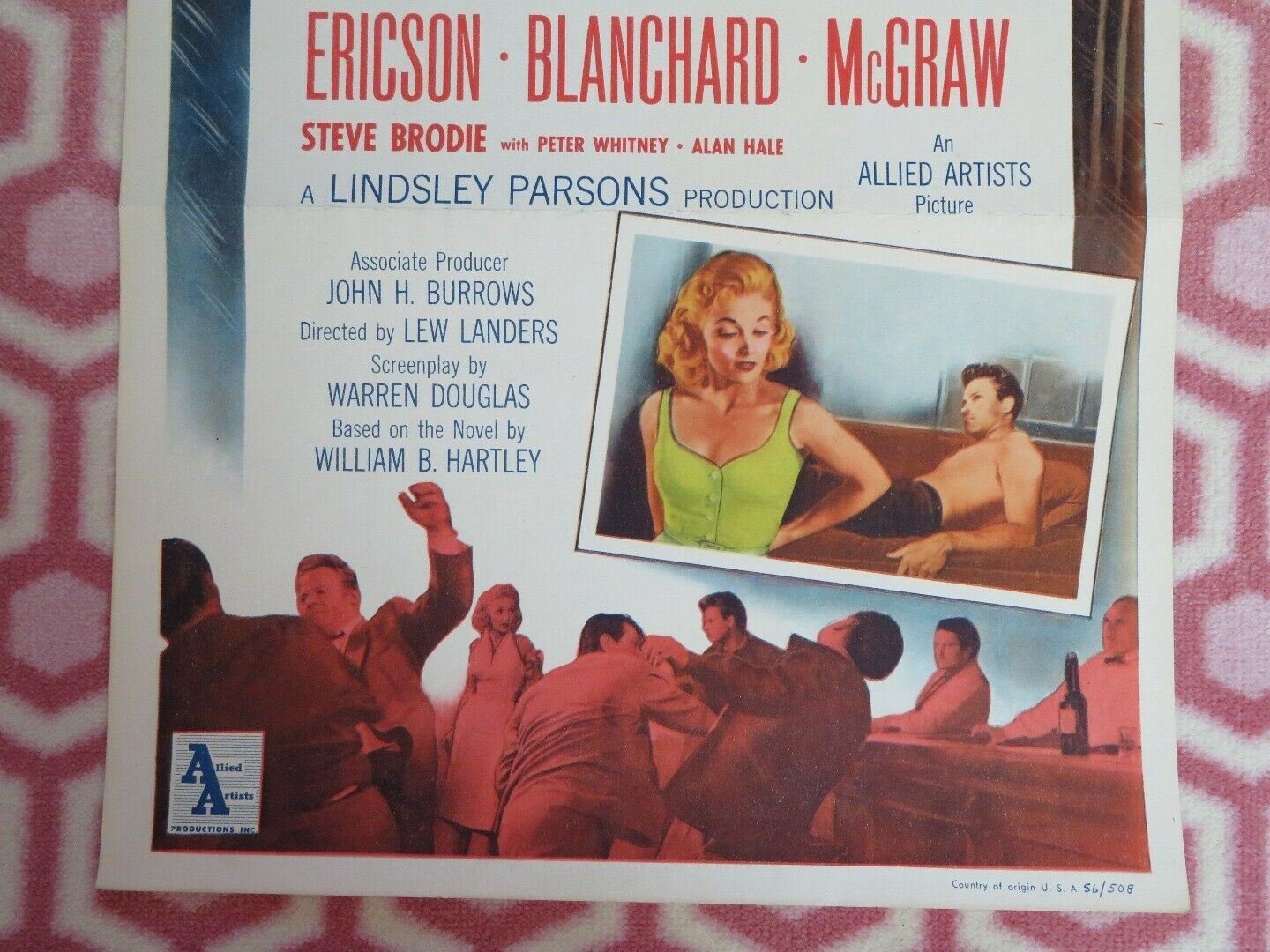 THE CRUEL TOWER US INSERT (14"x 36") POSTER JOHN ERICSON MARI BLANCHARD 1956 Rendezvous Cinema Movie posters