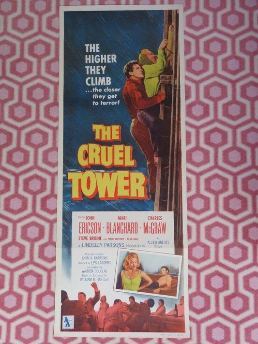 THE CRUEL TOWER US INSERT (14"x 36") POSTER JOHN ERICSON MARI BLANCHARD 1956 Rendezvous Cinema Movie posters