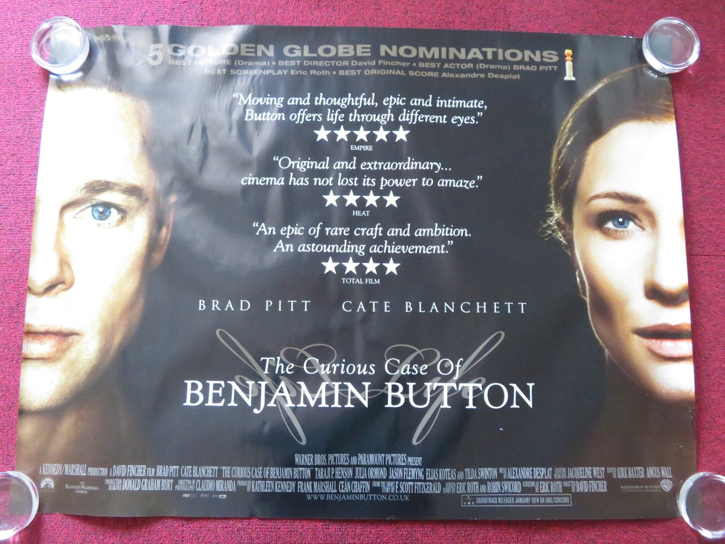 THE CURIOUS CASE OF BENJAMIN BUTTON UK QUAD (30"x 40") ROLLED POSTER 2008 Rendezvous Cinema Movie posters