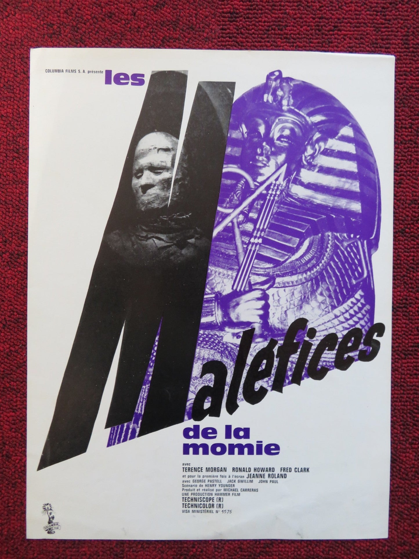 THE CURSE OF THE MUMMY'S TOMB FRENCH BROCHURE TERENCE MORGAN RONLAD HOWARD 1964 Rendezvous Cinema Movie posters
