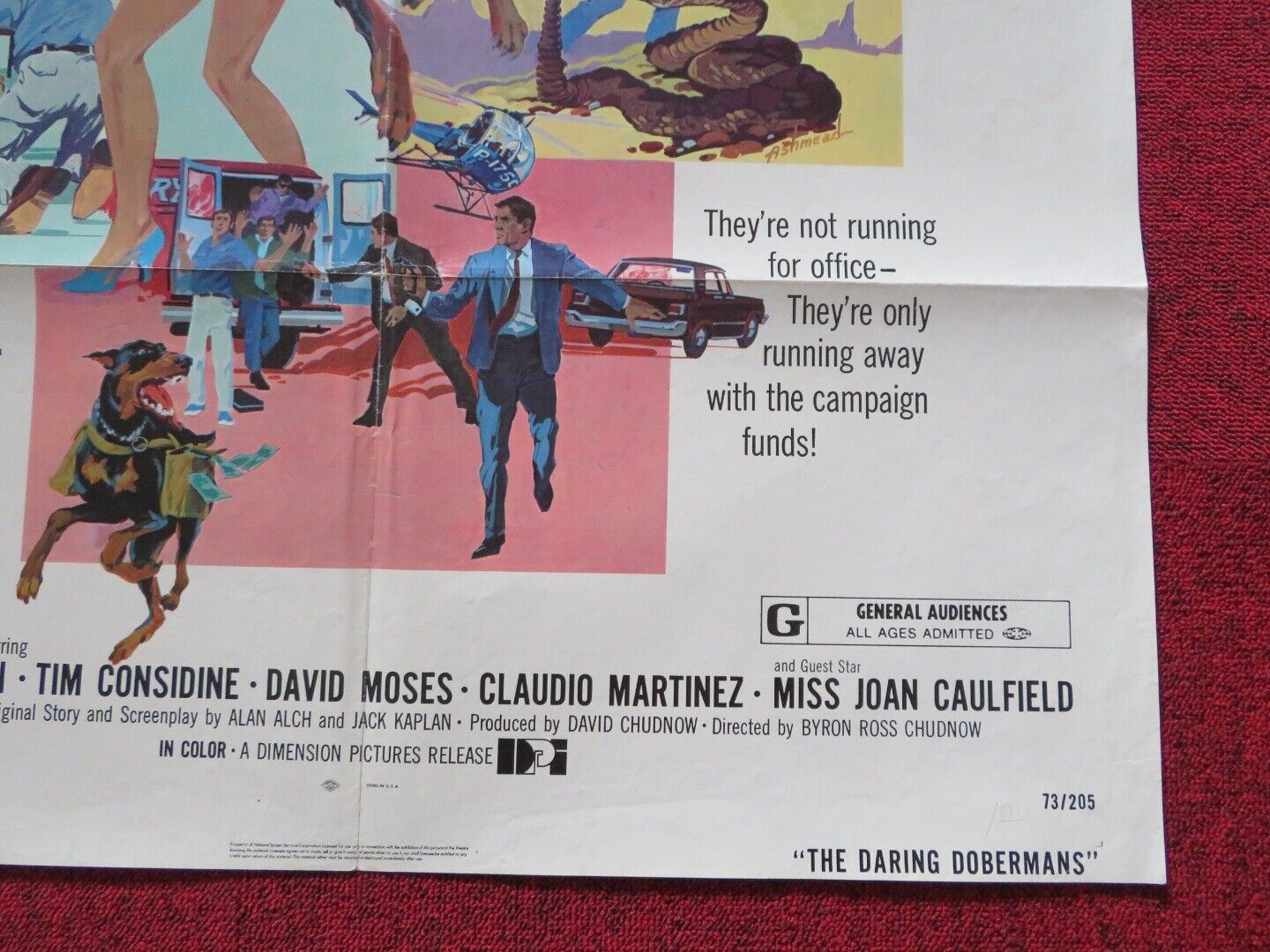 THE DARING DOBERMANS FOLDED US ONE SHEET POSTER DAVID MOSES 1973 - Rendezvous Cinema