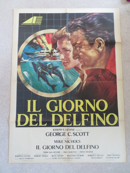 THE DAY OF THE DOLPHIN ITALIAN 2 FOGLIO POSTER GEORGE C. SCOTT 1973 Rendezvous Cinema Movie posters