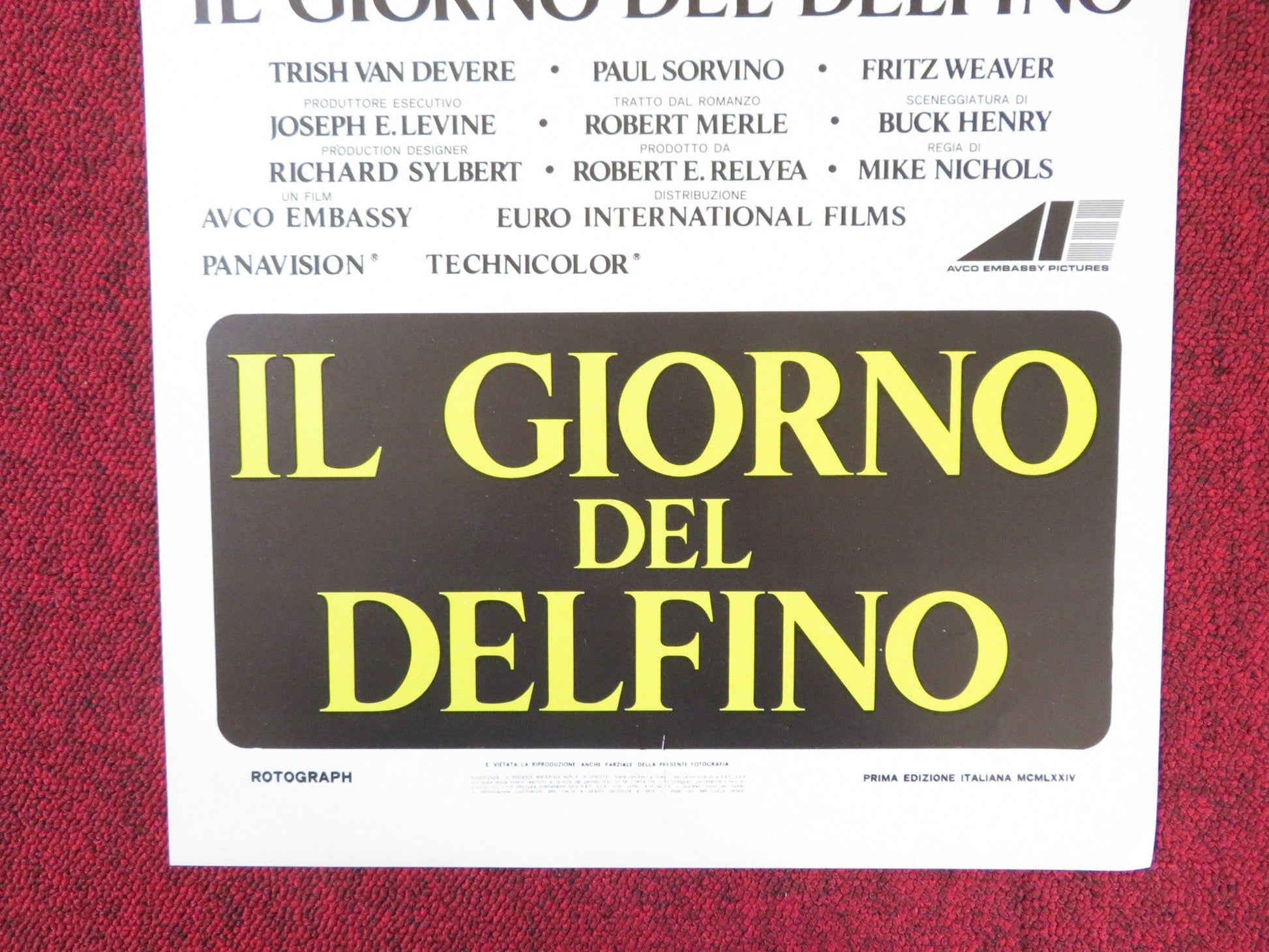 THE DAY OF THE DOLPHIN ITALIAN LOCANDINA POSTER GEORGE C. SCOTT 1974 Rendezvous Cinema Movie posters