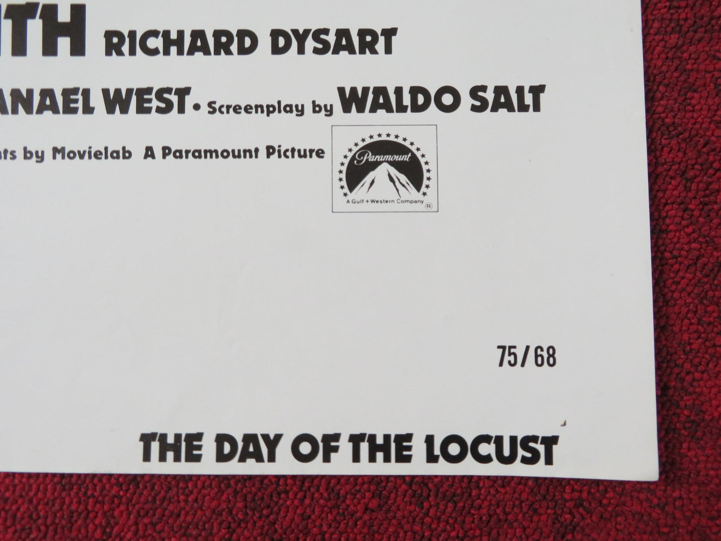 THE DAY OF THE LOCUST FOLDED US ONE SHEET POSTER DONALD SUTHERLAND K. BLACK 1975 Rendezvous Cinema Movie posters