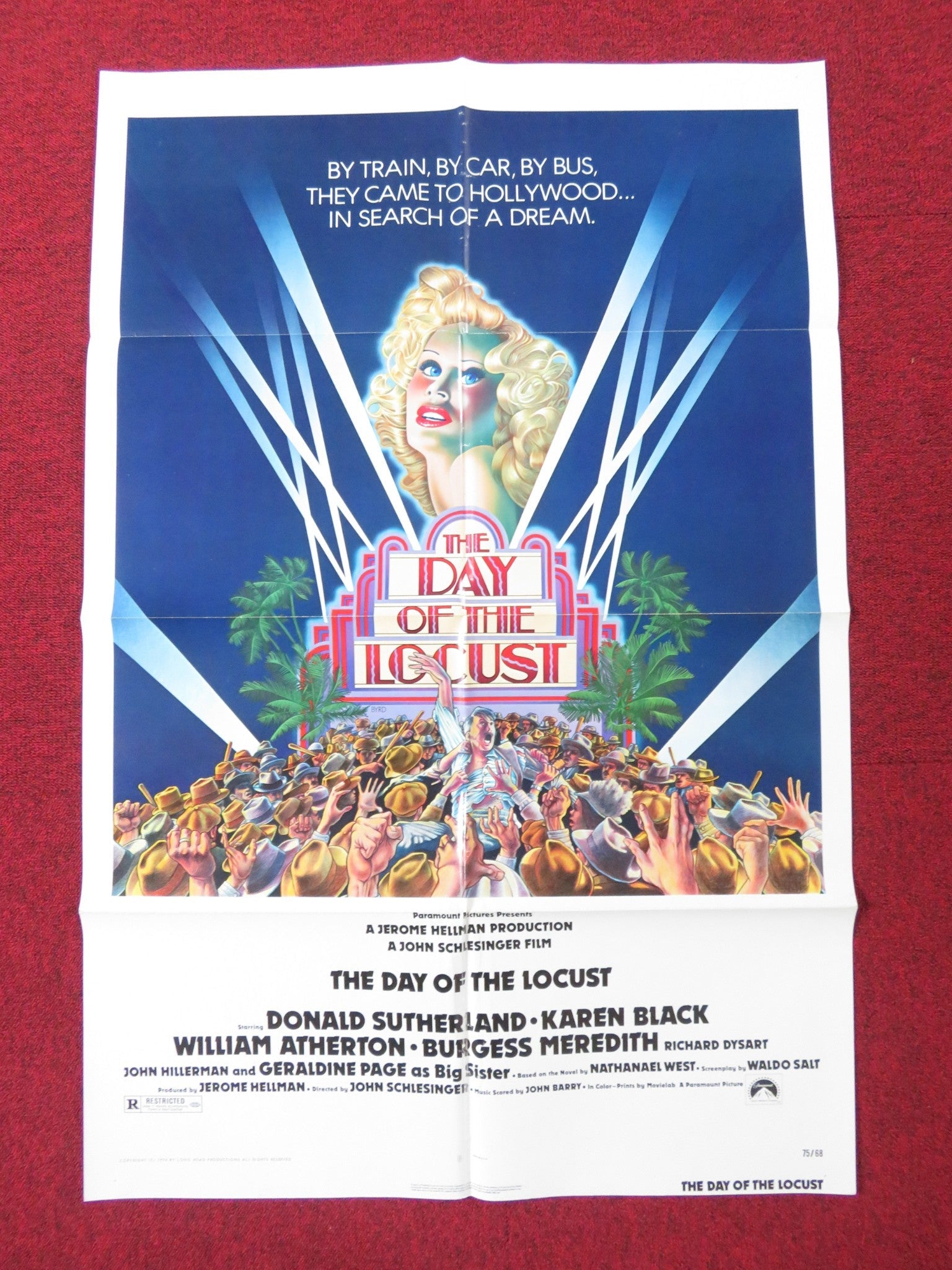 THE DAY OF THE LOCUST FOLDED US ONE SHEET POSTER DONALD SUTHERLAND K. BLACK 1975 Rendezvous Cinema Movie posters