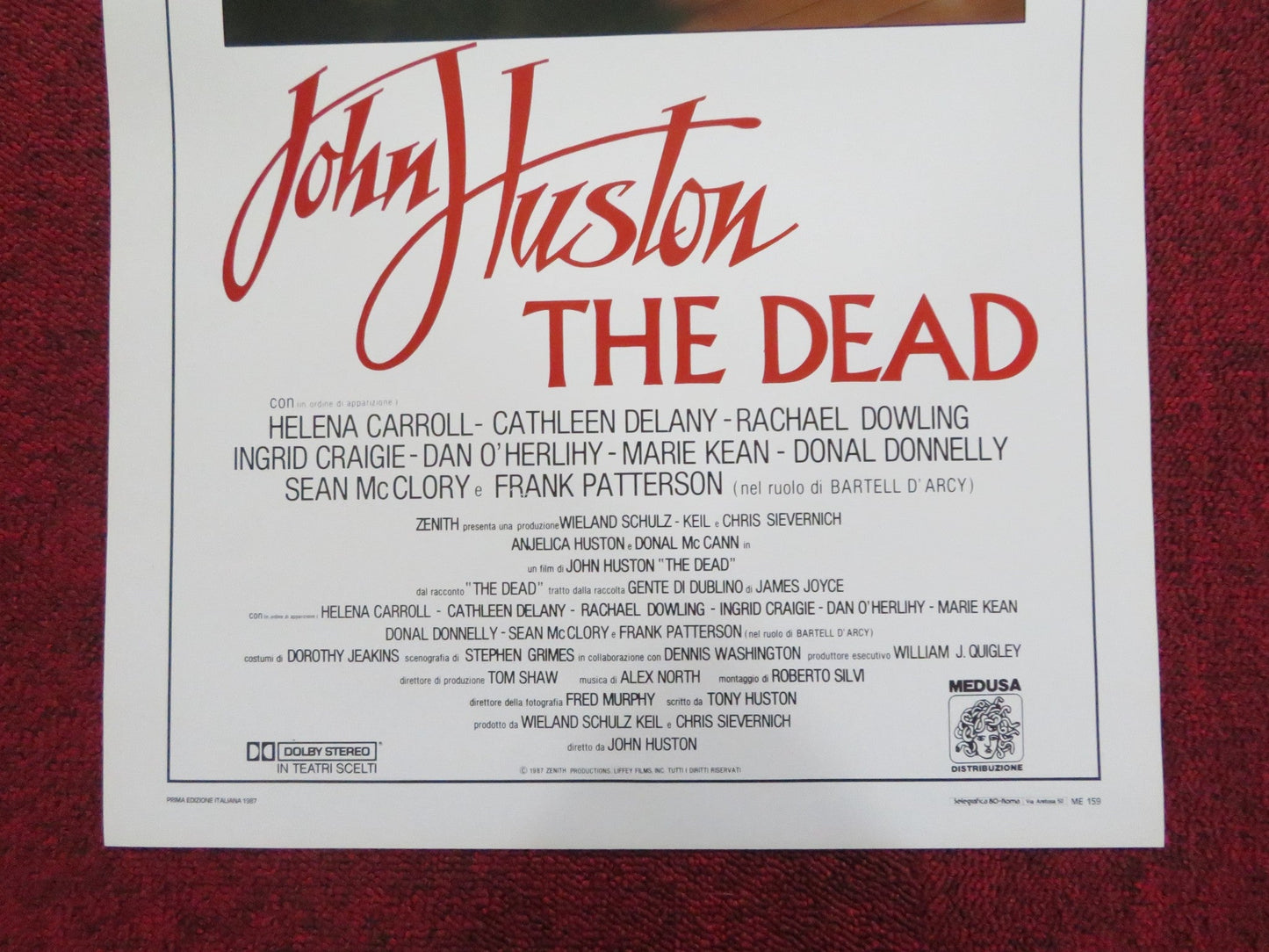 THE DEAD ITALIAN LOCANDINA POSTER ANJELICA HUSTON DONAL MCCANN 1987 Rendezvous Cinema Movie posters
