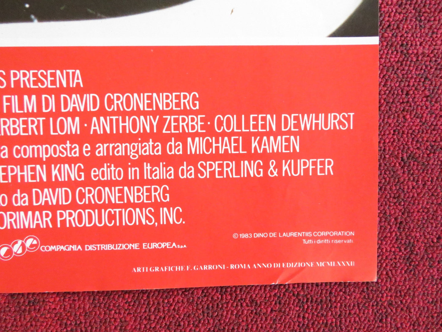 THE DEAD ZONE - B ITALIAN FOTOBUSTA POSTER KING CRONENBERG WALKEN SHEEN 1983 Rendezvous Cinema Movie posters