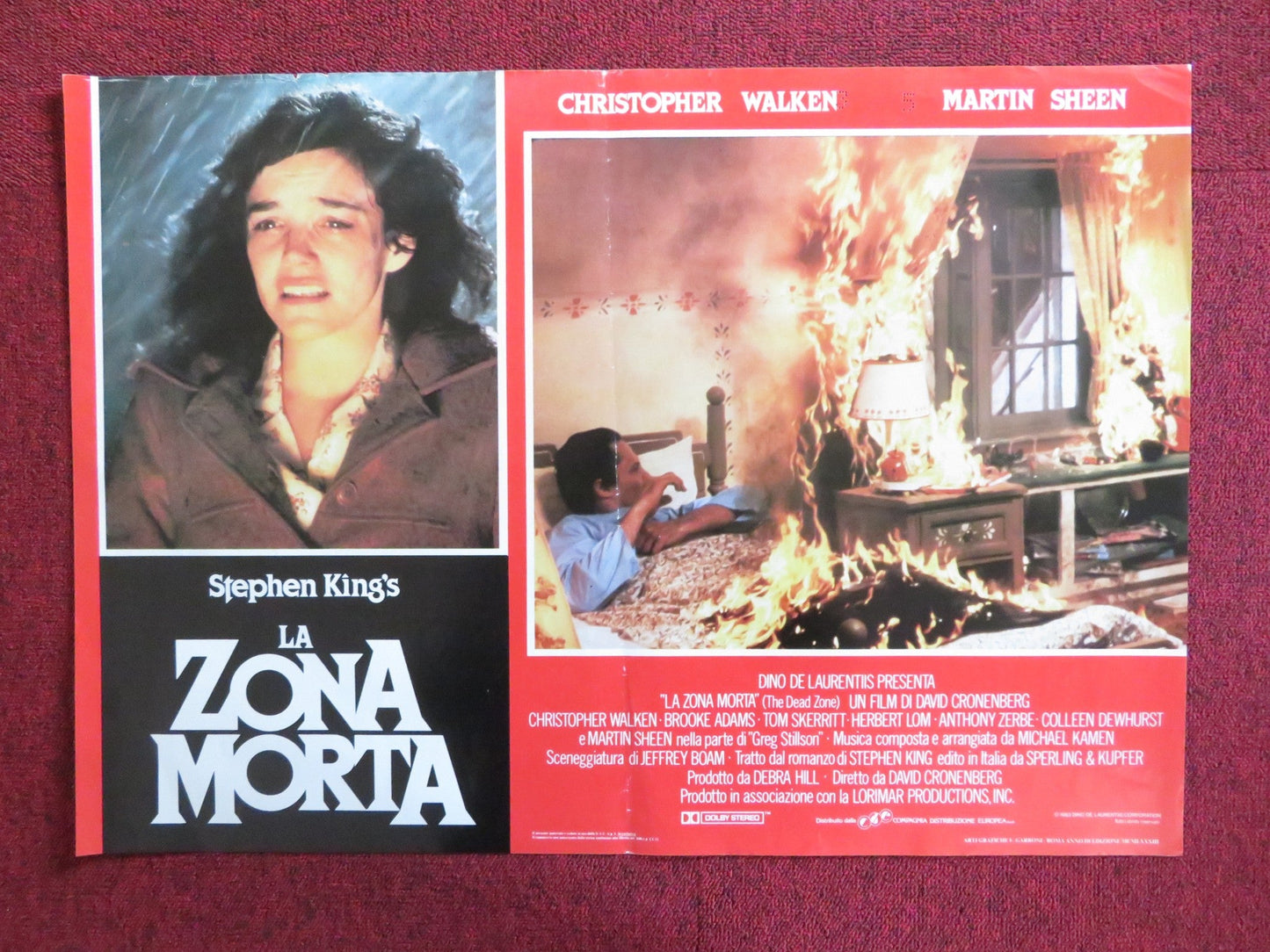 THE DEAD ZONE - D ITALIAN FOTOBUSTA POSTER KING CRONENBERG WALKEN SHEEN 1983 Rendezvous Cinema Movie posters
