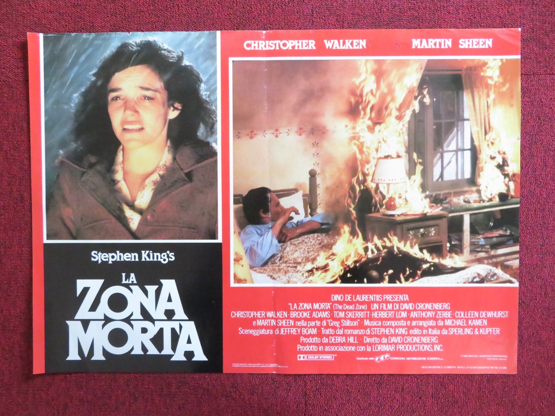 THE DEAD ZONE - D ITALIAN FOTOBUSTA POSTER KING CRONENBERG WALKEN SHEEN 1983 Rendezvous Cinema Movie posters