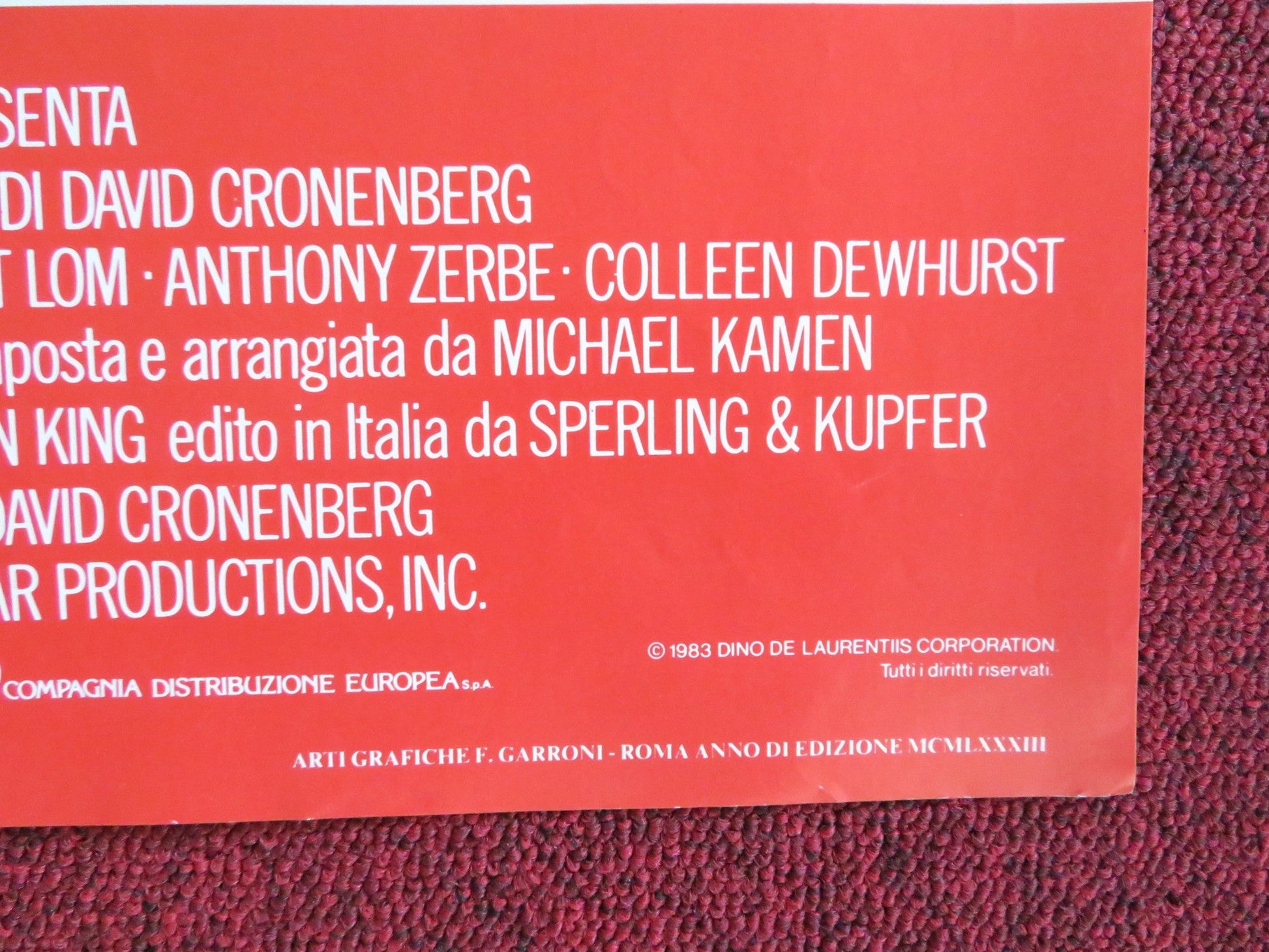 THE DEAD ZONE - D ITALIAN FOTOBUSTA POSTER KING CRONENBERG WALKEN SHEEN 1983 Rendezvous Cinema Movie posters