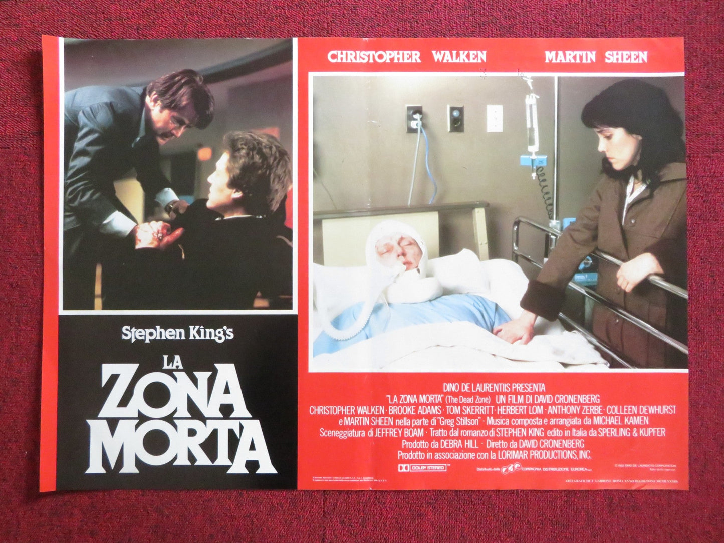 THE DEAD ZONE - F ITALIAN FOTOBUSTA POSTER KING CRONENBERG WALKEN SHEEN 1983 Rendezvous Cinema Movie posters