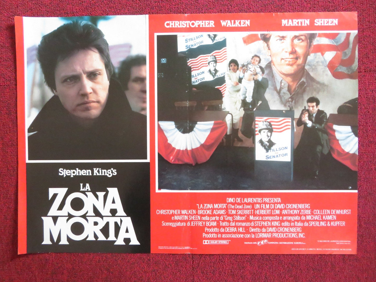 THE DEAD ZONE - G ITALIAN FOTOBUSTA POSTER KING CRONENBERG WALKEN SHEEN 1983 Rendezvous Cinema Movie posters