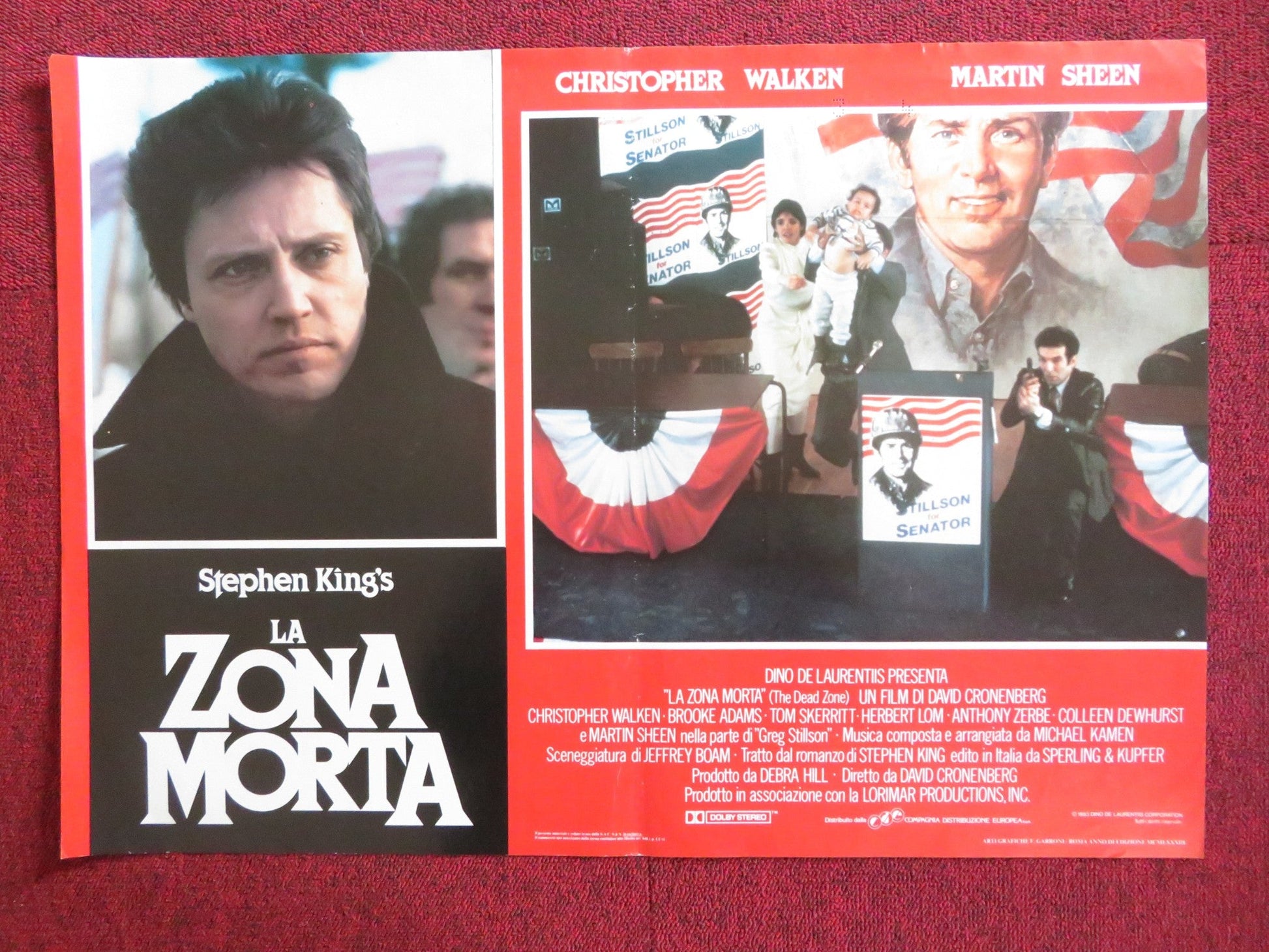 THE DEAD ZONE - G ITALIAN FOTOBUSTA POSTER KING CRONENBERG WALKEN SHEEN 1983 Rendezvous Cinema Movie posters