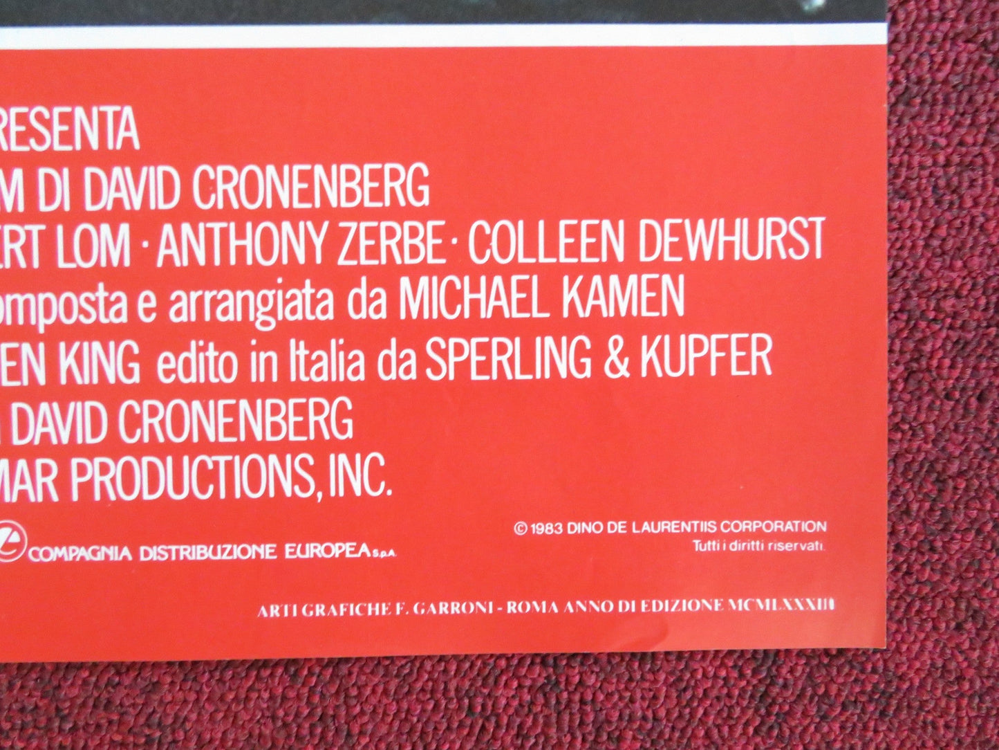 THE DEAD ZONE - G ITALIAN FOTOBUSTA POSTER KING CRONENBERG WALKEN SHEEN 1983 Rendezvous Cinema Movie posters