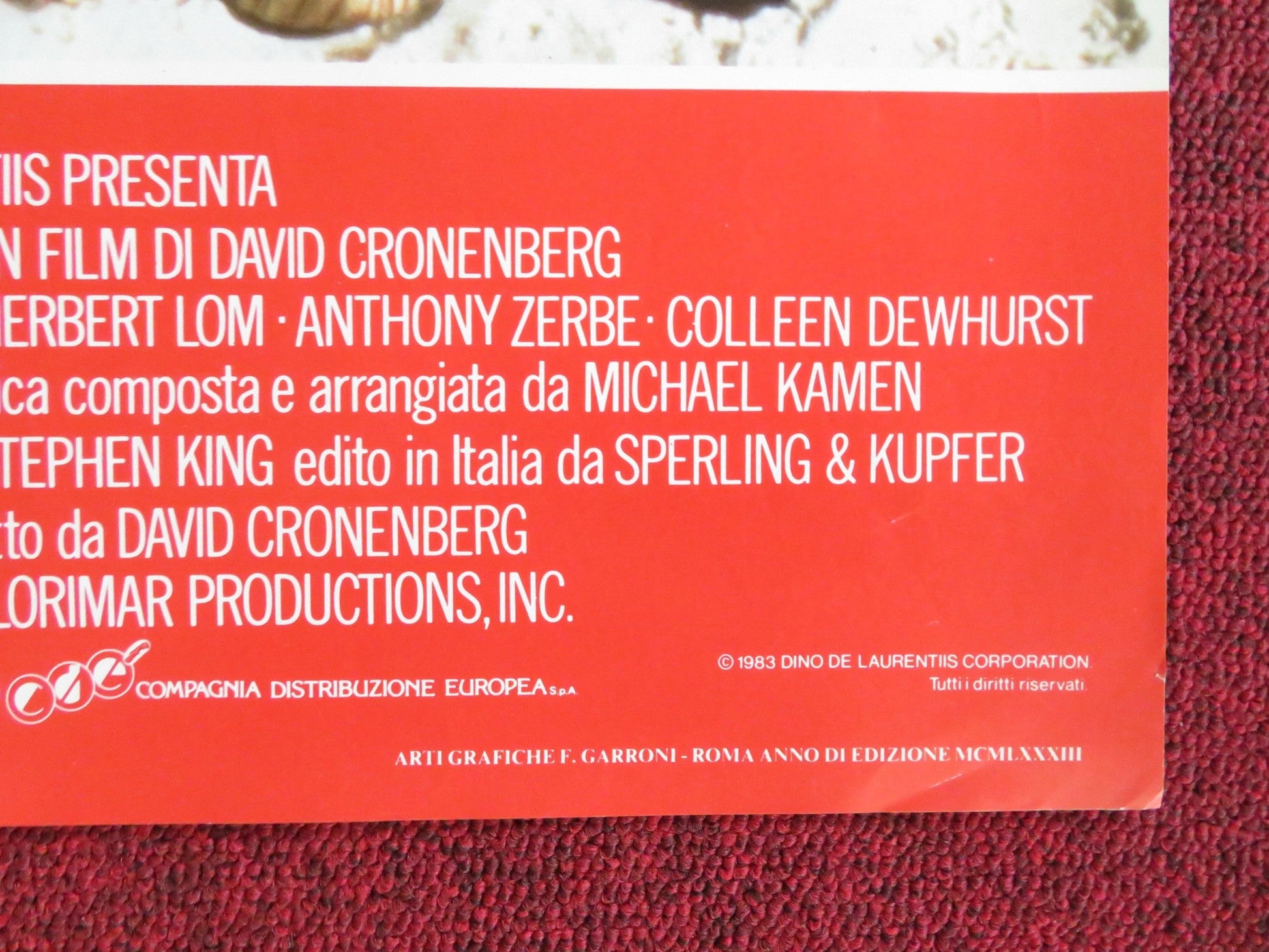 THE DEAD ZONE - H ITALIAN FOTOBUSTA POSTER KING CRONENBERG WALKEN SHEEN 1983 Rendezvous Cinema Movie posters