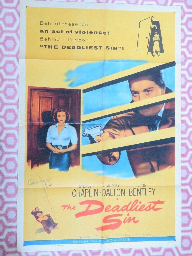 THE DEADLIEST SIN POSTER US ORIGINAL ONE SHEET CONFESSION KEN HUGHES - Rendezvous Cinema