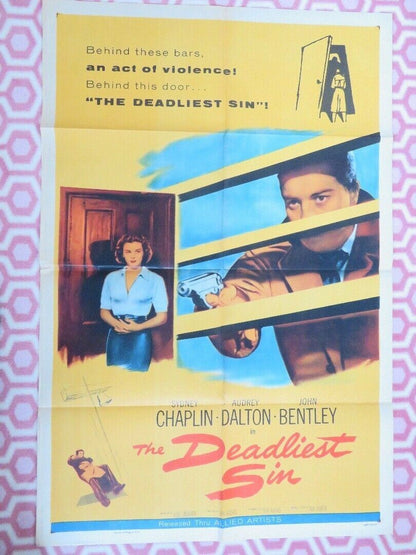 THE DEADLIEST SIN POSTER US ORIGINAL ONE SHEET CONFESSION KEN HUGHES - Rendezvous Cinema