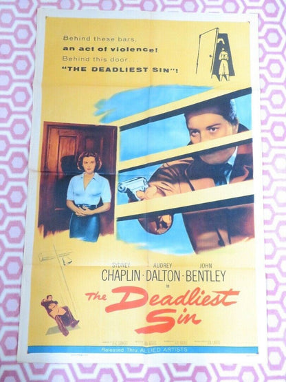 THE DEADLIEST SIN POSTER US ORIGINAL ONE SHEET CONFESSION KEN HUGHES - Rendezvous Cinema