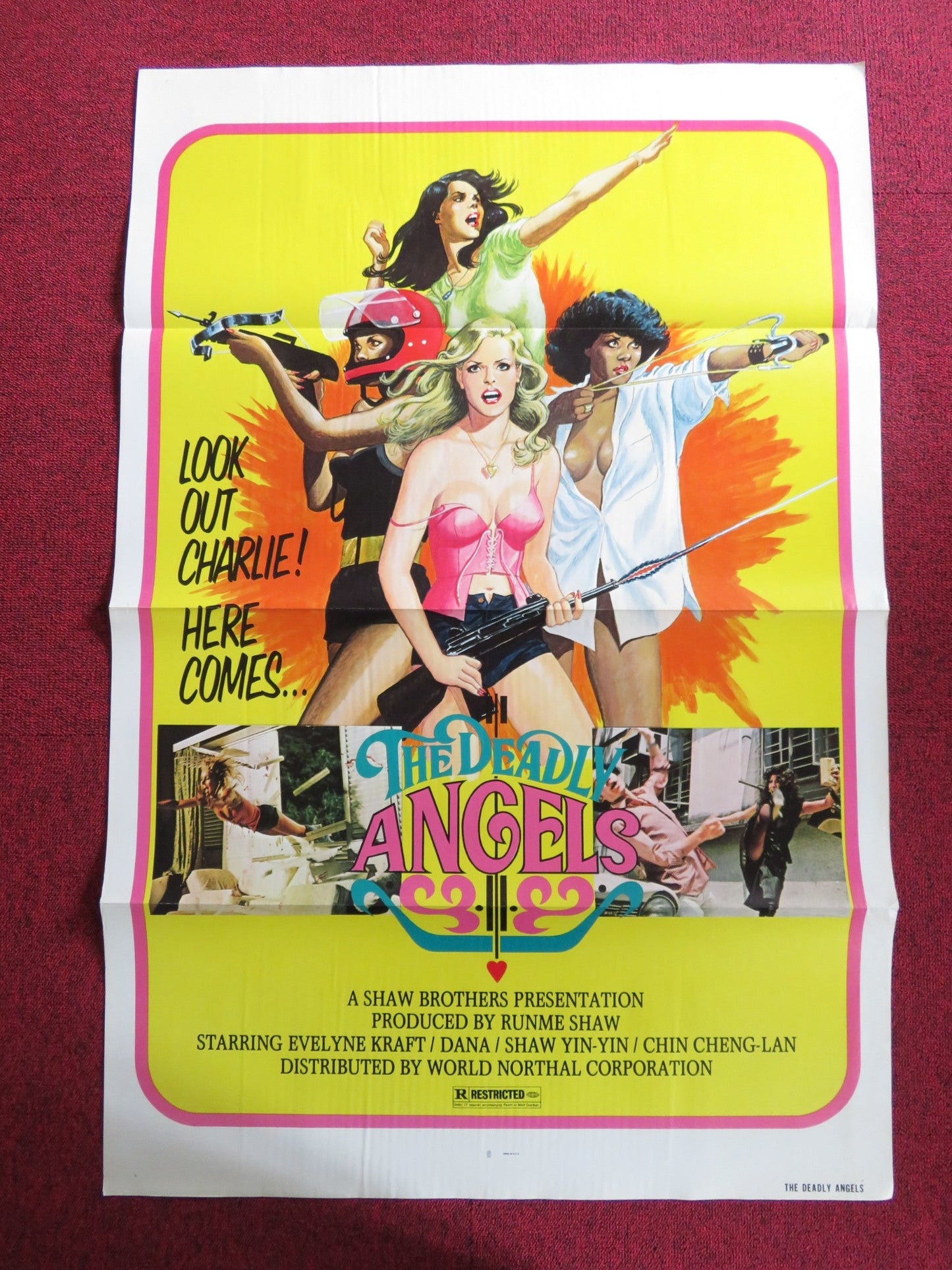 THE DEADLY ANGELS US TRI FOLDED ONE SHEET ROLLED POSTER TONY LIU D.EVELYNE 1977 Rendezvous Cinema Movie posters