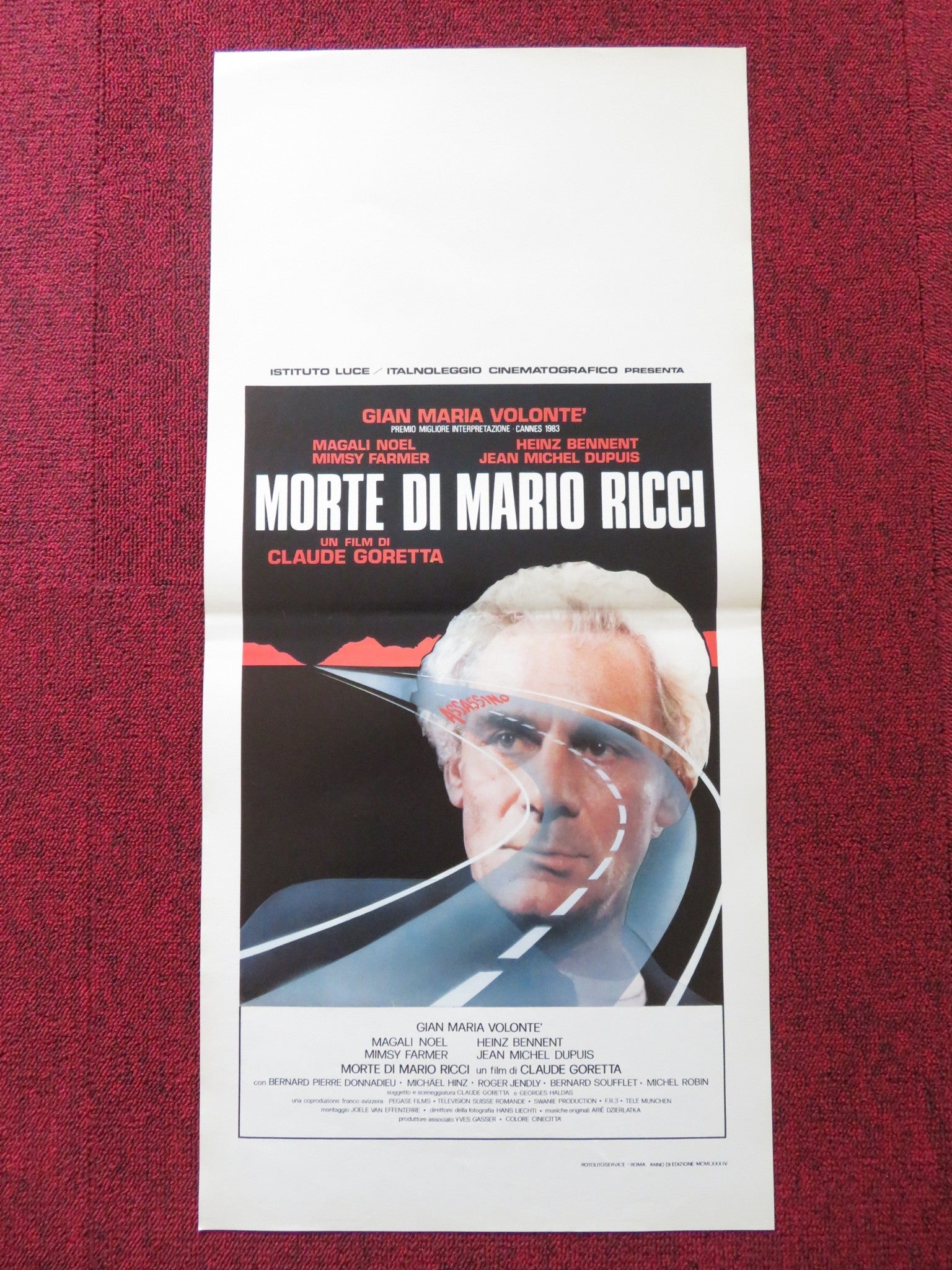 THE DEATH OF MARIO RICCI ITALIAN LOCANDINA POSTER GIAN MARIA VOLONTE 1983 Rendezvous Cinema Movie posters