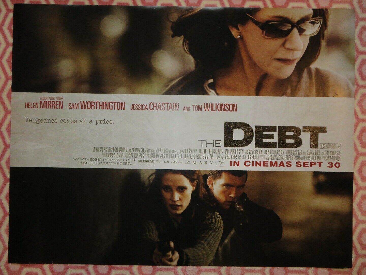 THE DEBT QUAD (30"x 40") ROLLED POSTER HELEN MIRREN SAM WORTHINGTON 2010 Movie posters