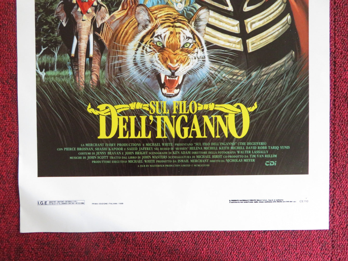 THE DECEIVERS ITALIAN LOCANDINA POSTER PIERCE BROSNAN SHASHI KAPOOR 1988 Rendezvous Cinema Movie posters